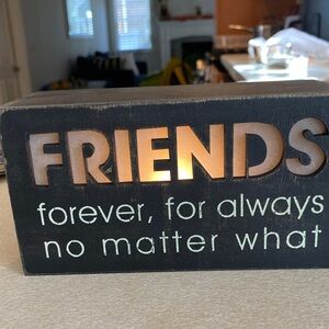 Lighted  Black and Gold Friends Decorative Sign